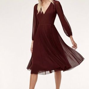 Aritzia beaune long sleeve dress, xs, burgundy
